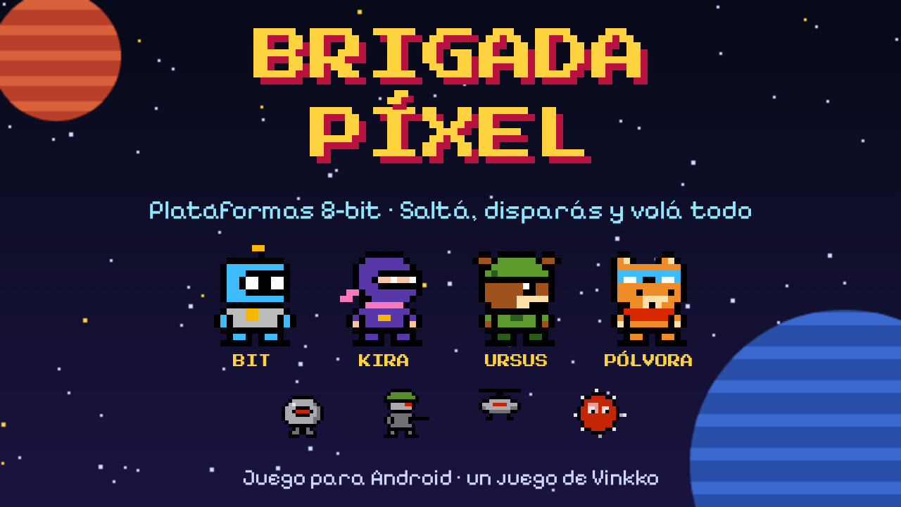 Pantalla de inicio de Brigada Píxel